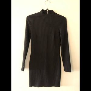 Mock neck ribbed bodycon dress
